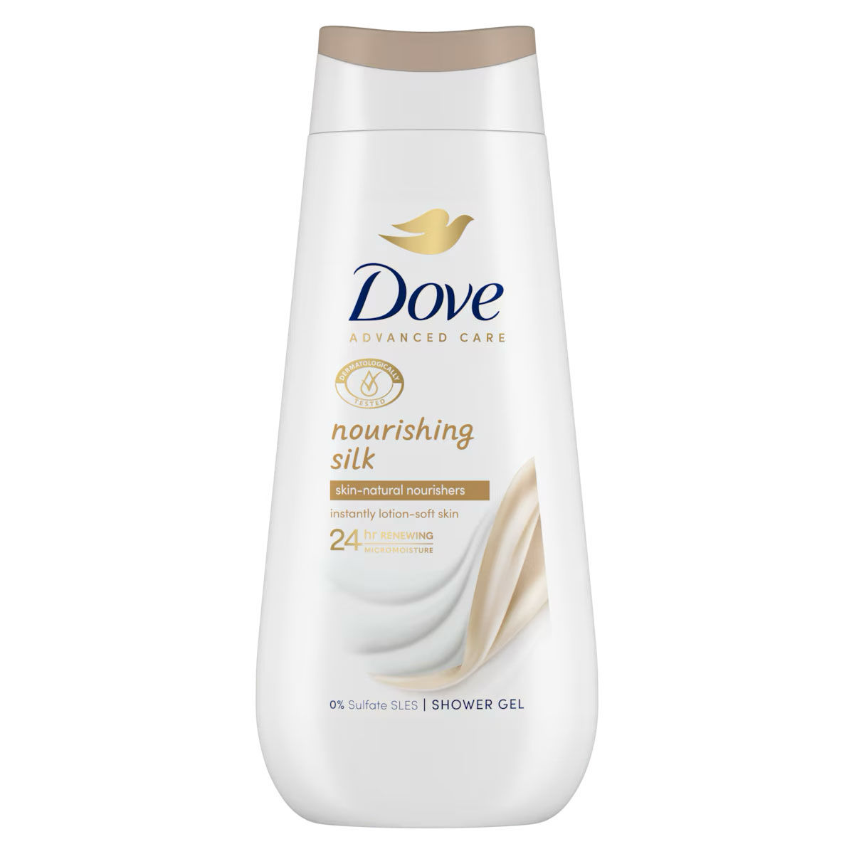 Dove Nourishing Silk body wash bottle