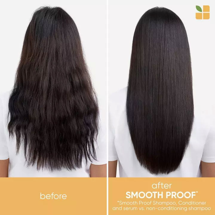 Hair transformation: before and after using Smooth Proof shampoo and conditioner