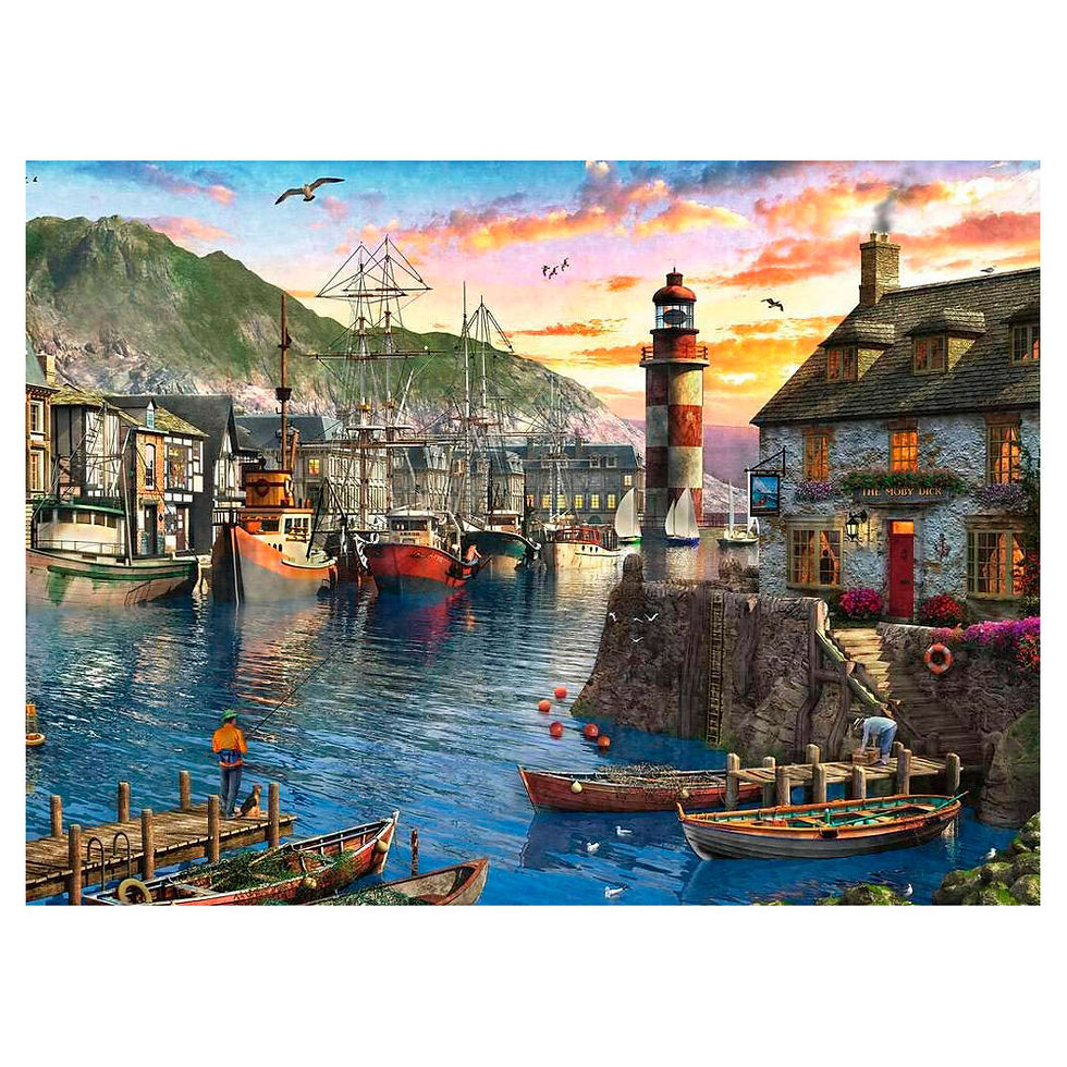 Scenic harbor sunset puzzle