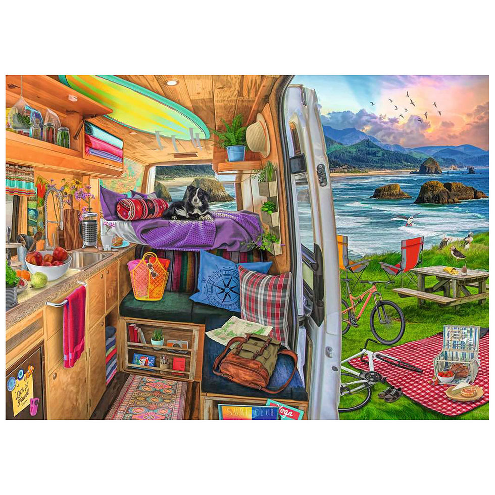 Cozy camper van puzzle: ocean view
