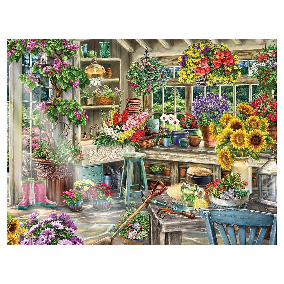 Vibrant floral greenhouse scene