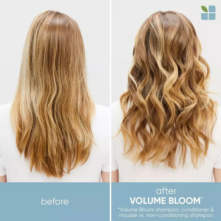 Hair transformation: Before and after using Volume Bloom shampoo and conditioner