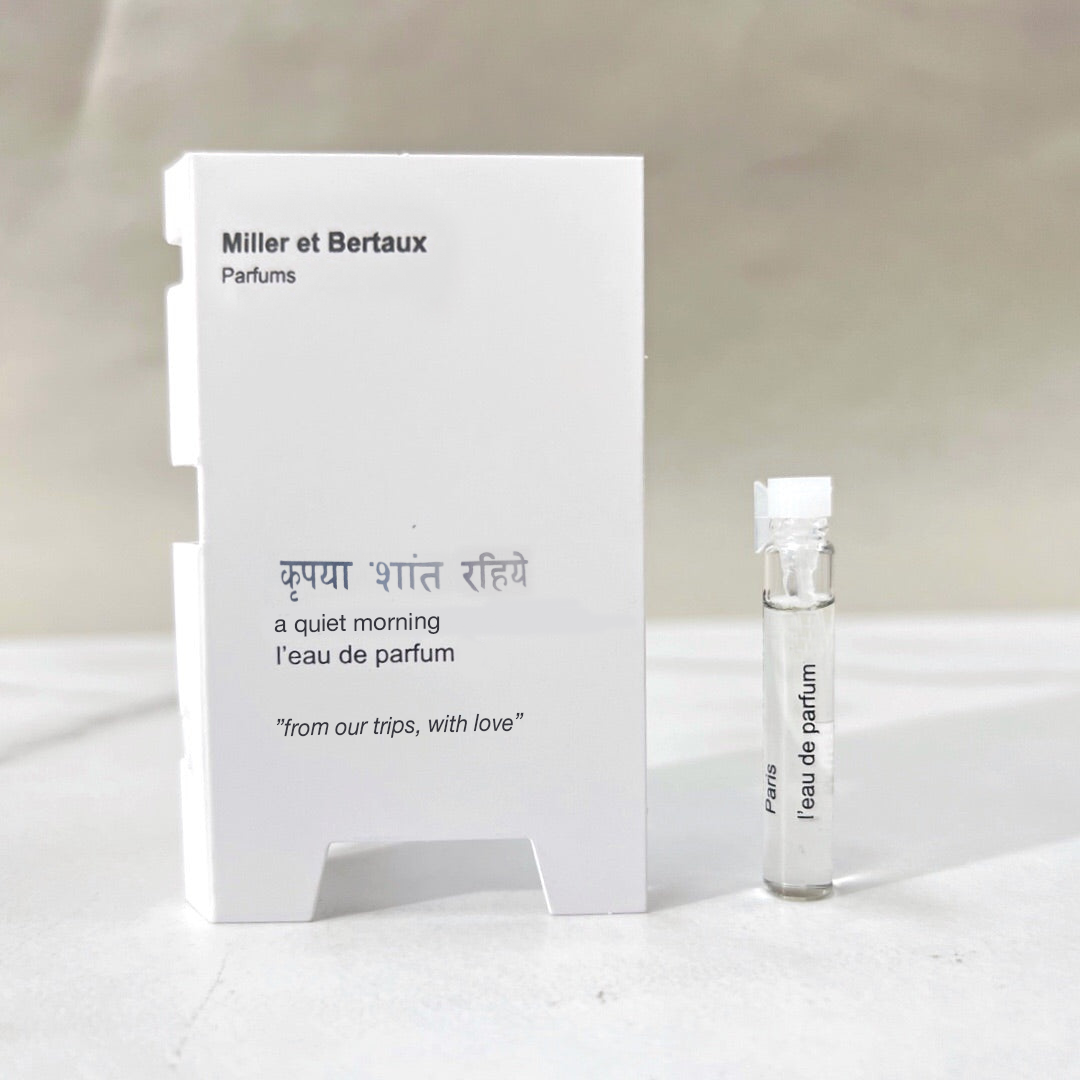 Miller et Bertaux Perfume sample: कृपा शांत रहिये, a quiet morning, Eau de parfum