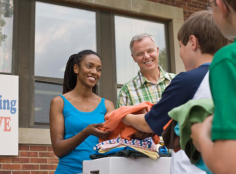 Receiving Donations at Clothing Drive
