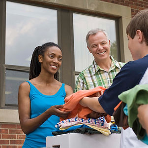Receiving Donations at Clothing Drive