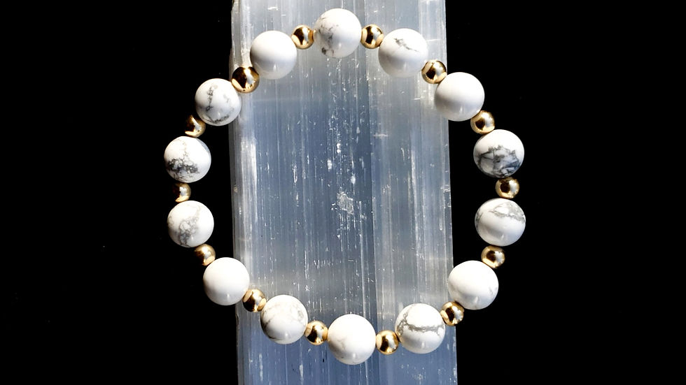 Thumbnail: Large Customizable 14k Gold Beaded Stretch Bracelet