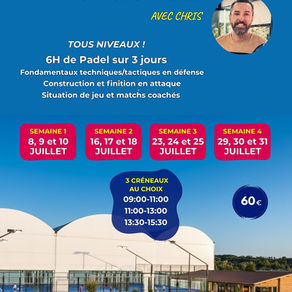Stage Padel Juillet 2026