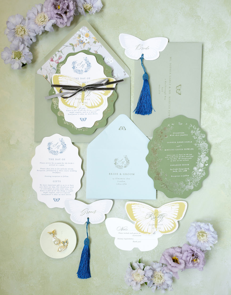 Blue lagoon garden, luxury wedding stationery flatly