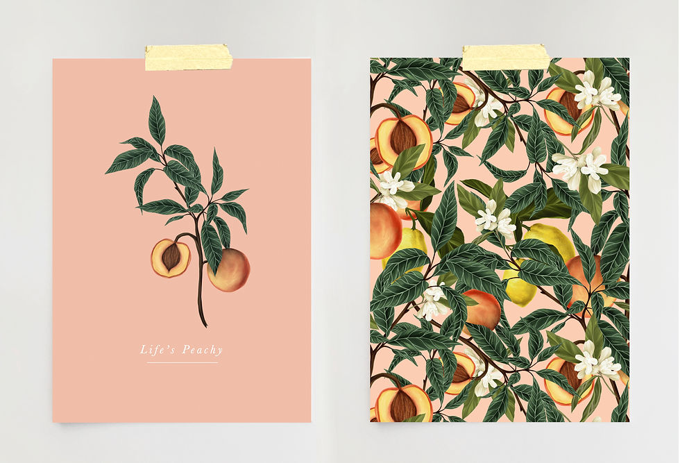 Thumbnail: Life's Peachy | Peaches | Fruity | Cute | Pink | Home Print | Home Decor