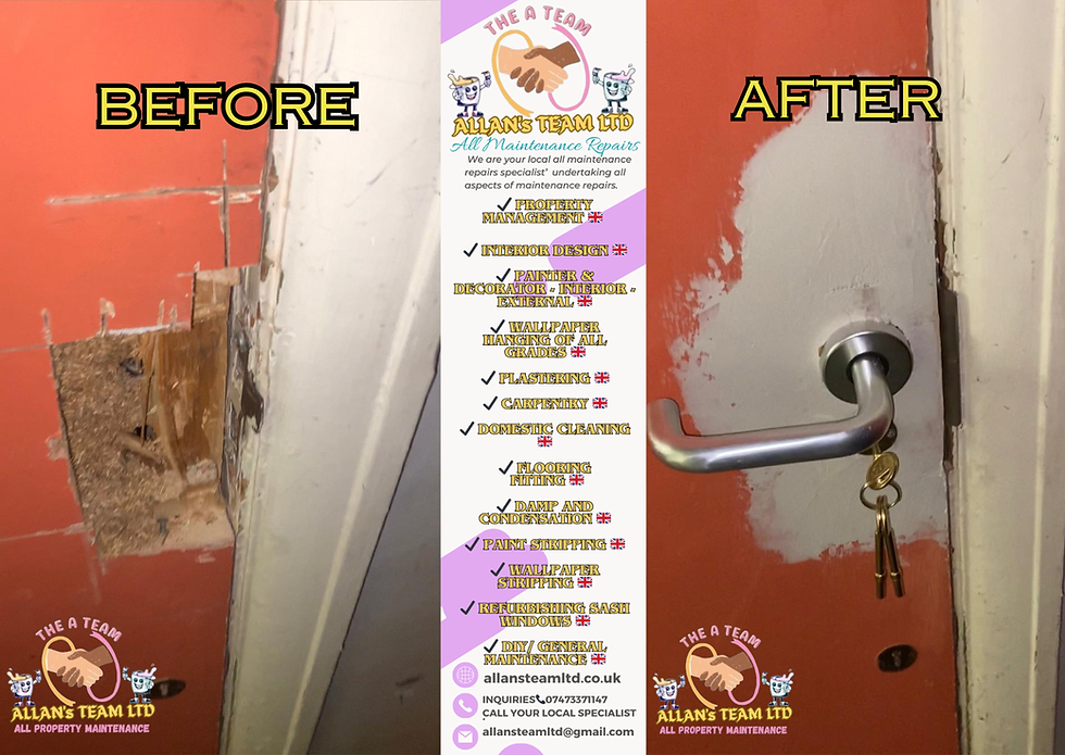 Door repairs carpentry. ✅
At Allan's team, we rather repair then replace. Please contact us first to see if it can be repaired before you engage in replacement.