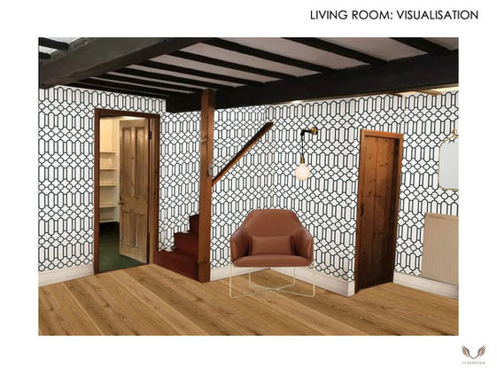 Visual demonstrating how the living room could look based on the proposed design concept.