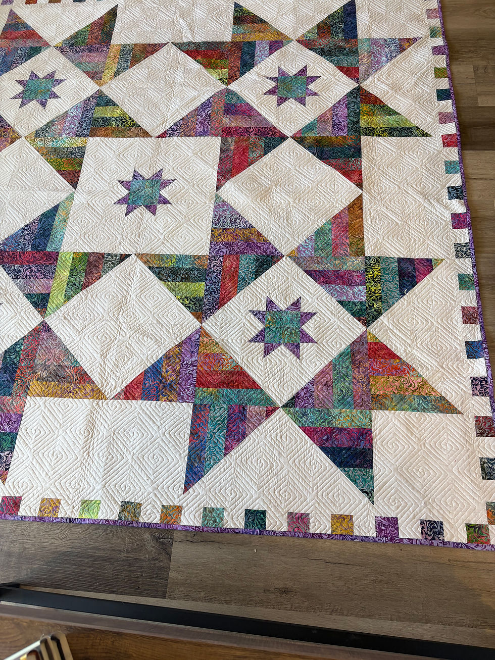 Thumbnail: TWIRLING STARS Batik Quilt Kit PASTRY SHOP DESIGN