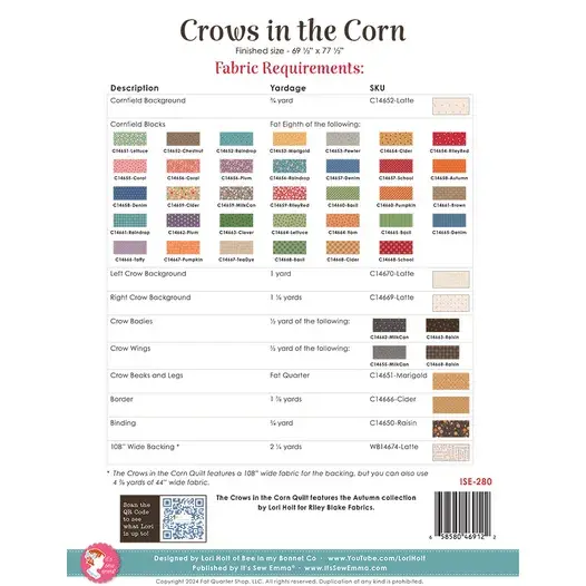 Thumbnail: It's Sew Emma CROWS IN THE CORN Lori Holt Quilt Pattern