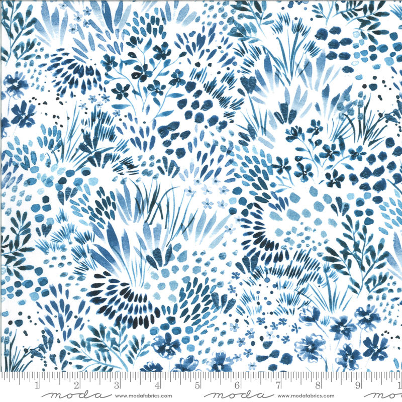 Moody Bloom 8444 14D Blue Floral Watercolor Moda CREATE JOY PROJECT