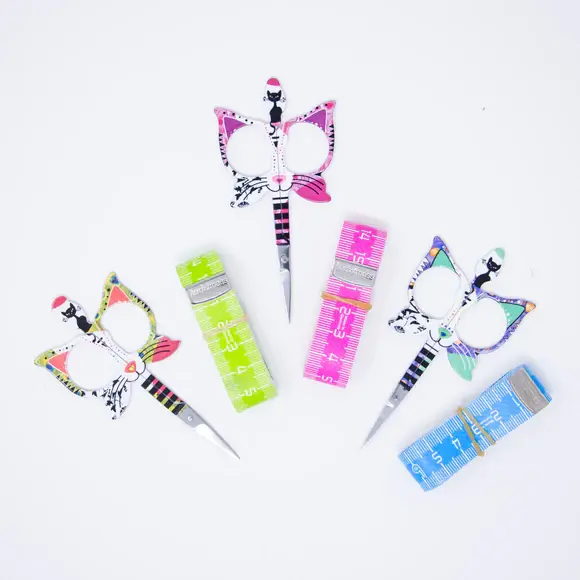 Thumbnail: Cat Embroider scissors & tape measurer set BOHIN