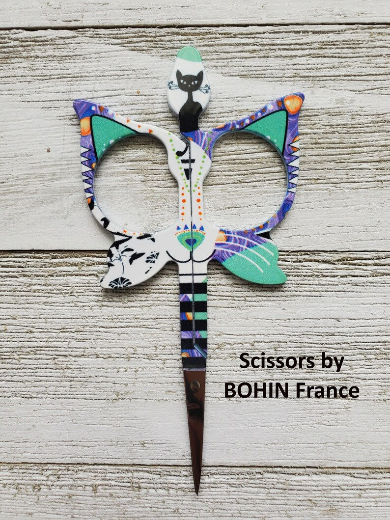 Thumbnail: Cat Embroider scissors & tape measurer set BOHIN