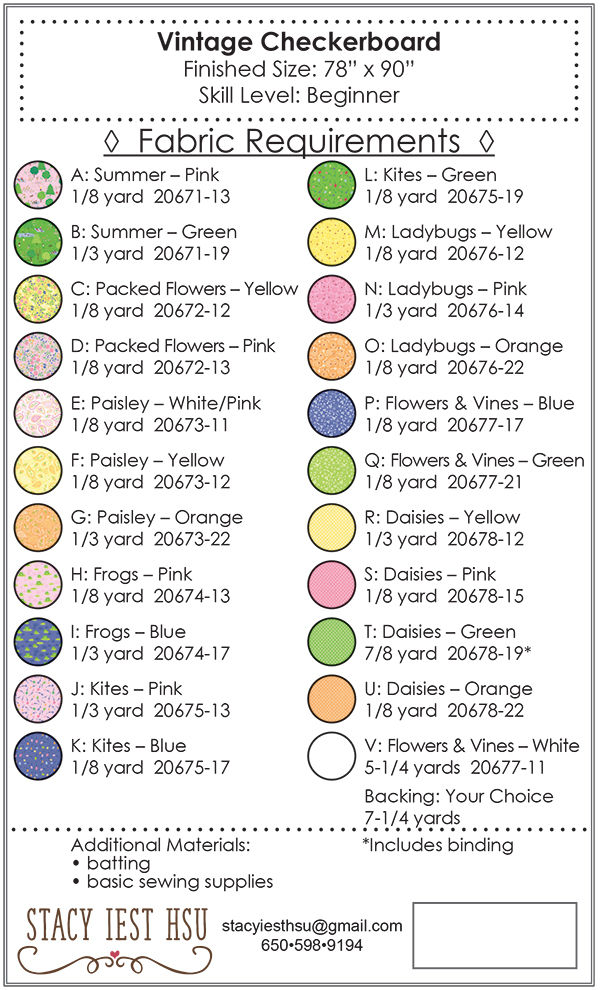 Thumbnail: Sunday Picnic VINTAGE CHECKERBOARD Jelly Roll Pattern