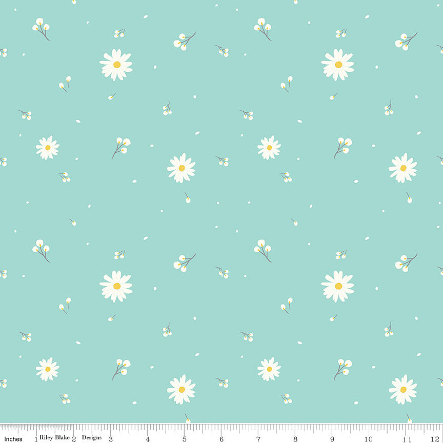 Poppy & Posey 10582M Aqua Floral Riley Blake