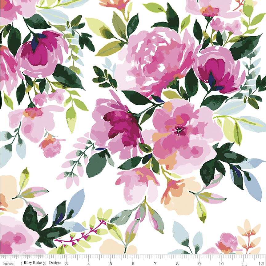 Craft Supplies & Tools Blossom by the yard Riley Blake Pink and White