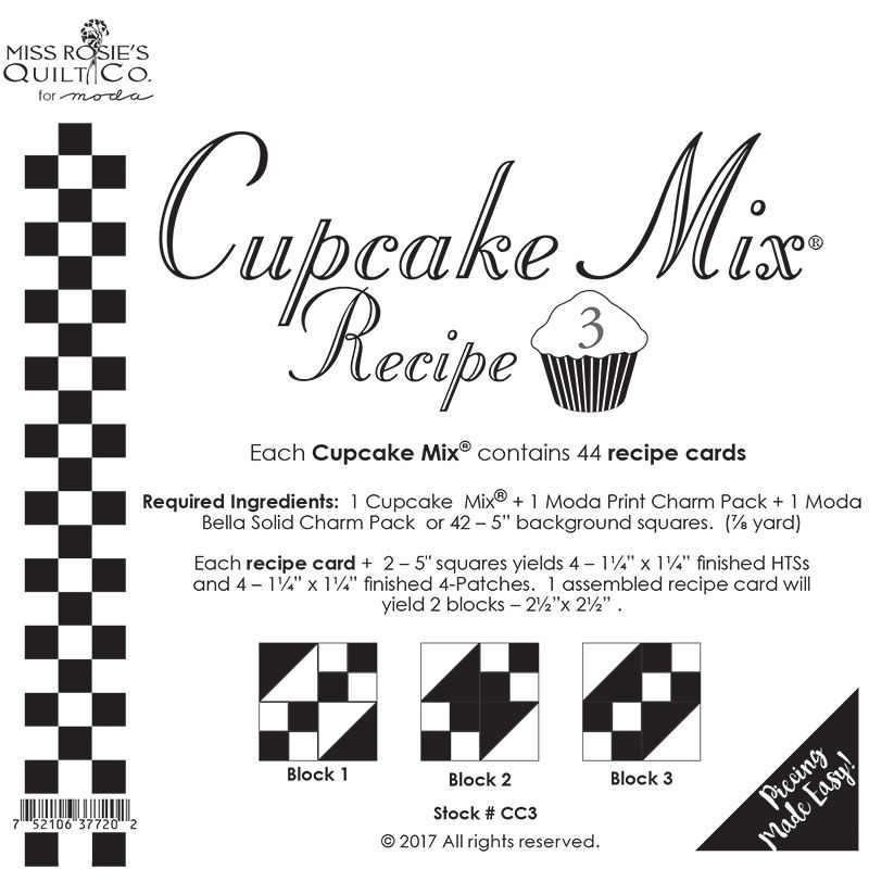 Miss Rosie's CUPCAKE MIX RECIPE 3 Foundation Charm 44 Cards