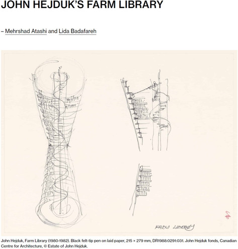 Drawing Matter, Open Call: Storytellers, Observed, John Hejduk's Fram Library, mershandlee
