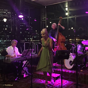 Belinda Blair sings lead with Jellyroll, a swingin' jazz and blues band.