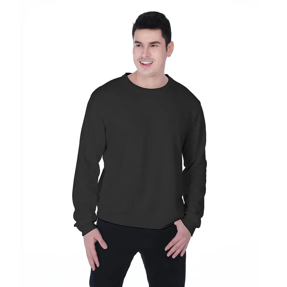 MEN'S ROUND NECK HEAVY FLEECE SWEATSHIRT // Black