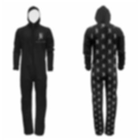 MEN'S JM COMPANY LOGO PRINT HAZMAT JUMPSUIT // Black & White