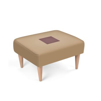 JM COMPANY SQUARED PRINT ACCENT FOOTSTOOL // Tan & Burgundy