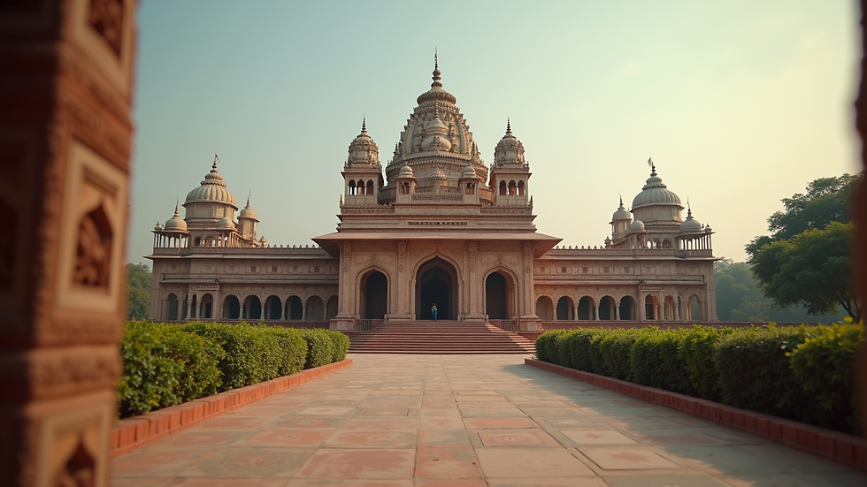 Close-up view of a temple with intricate architecture in India