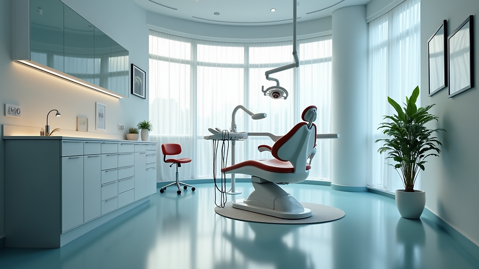 High angle view of a modern dental clinic interior