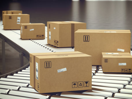 Boxes on Conveyor Roller