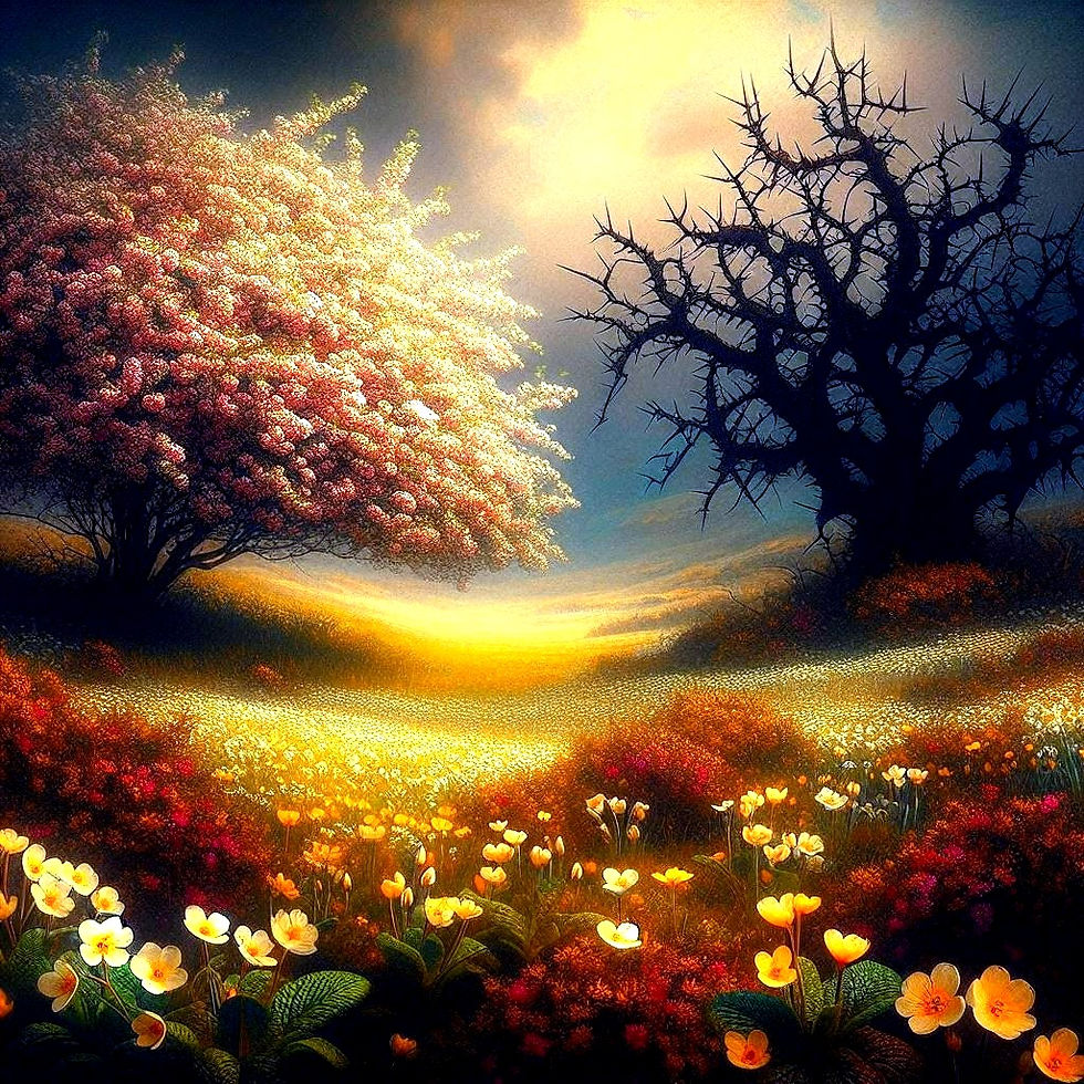 Don't mix up your thorn trees! On Beltane, wish on Hawthorn trees, not blackthorn trees or the moon faeries will get you!