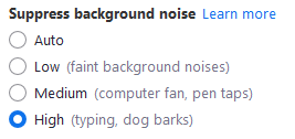 Suppress background noise settings