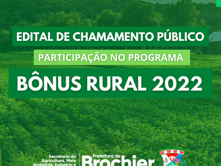 SMAMAIC publica edital de chamamento público para programa Bônus Rural 2022