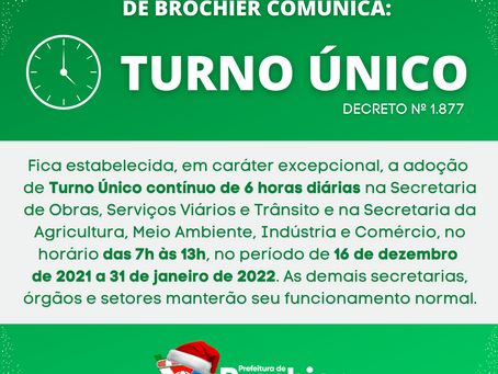 Prefeitura anuncia turno único de trabalho nas Obras e na Agricultura