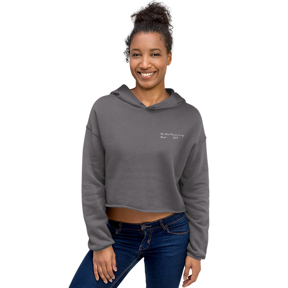 Thumbnail: Crop Hoodie, Jeremiah 20:9 NLT, Hearts of Fire