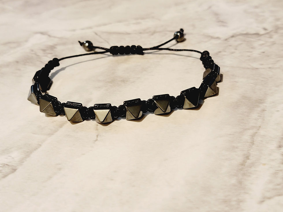 Adjustable macrame shamballa bracelet with metal pyramid beads