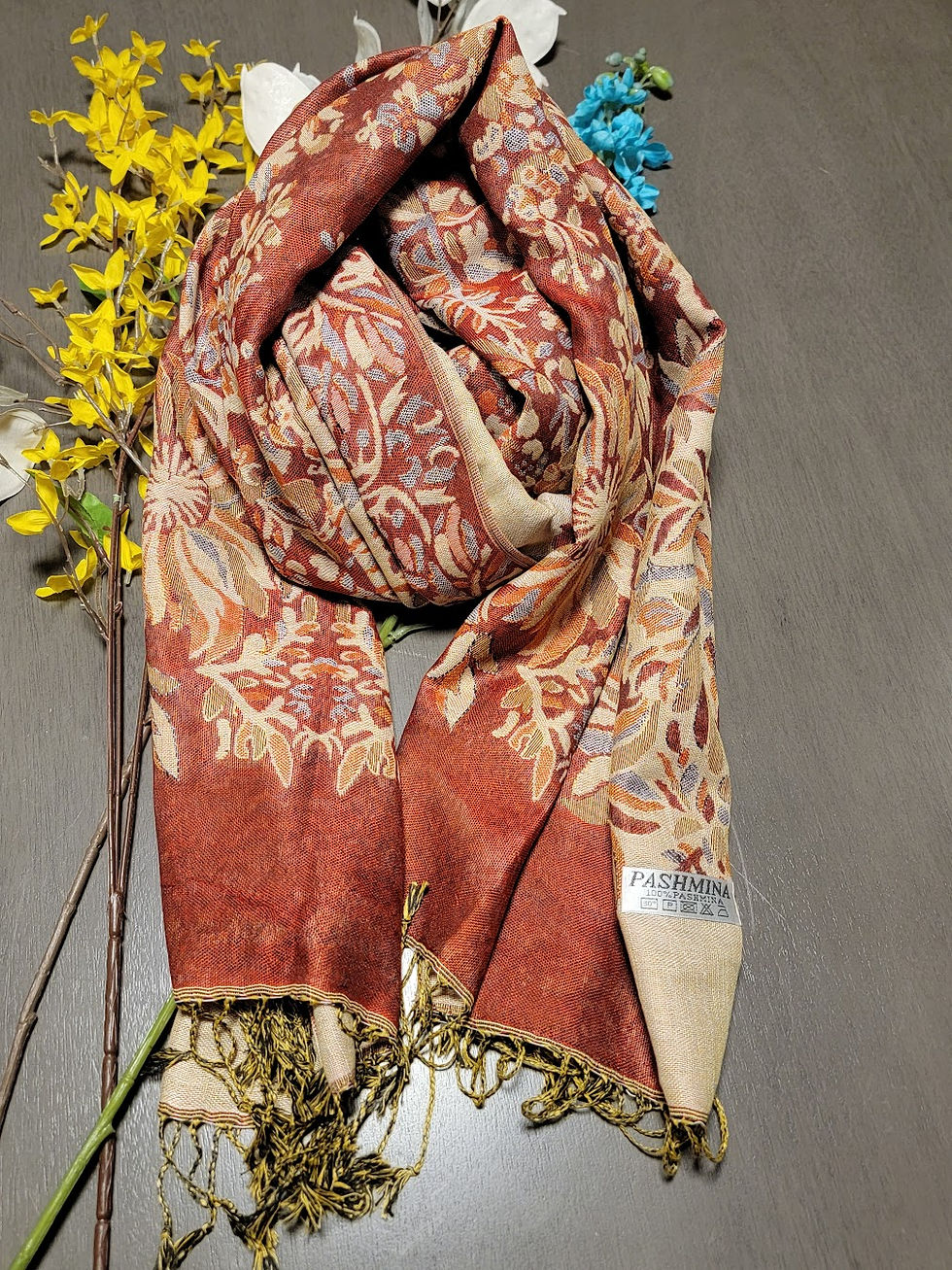 Leaf Design Pashmina Scarf