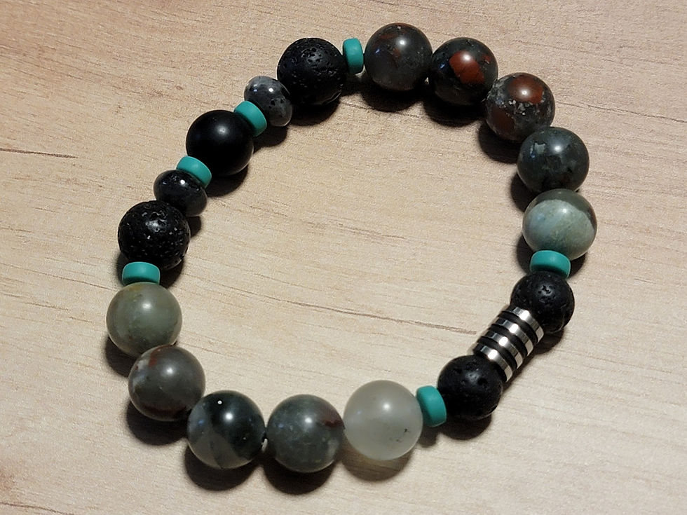 African Bloodstone & Lava Bead Bracelet for Men