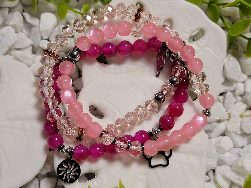 3PCS. Pink Charm Bracelet