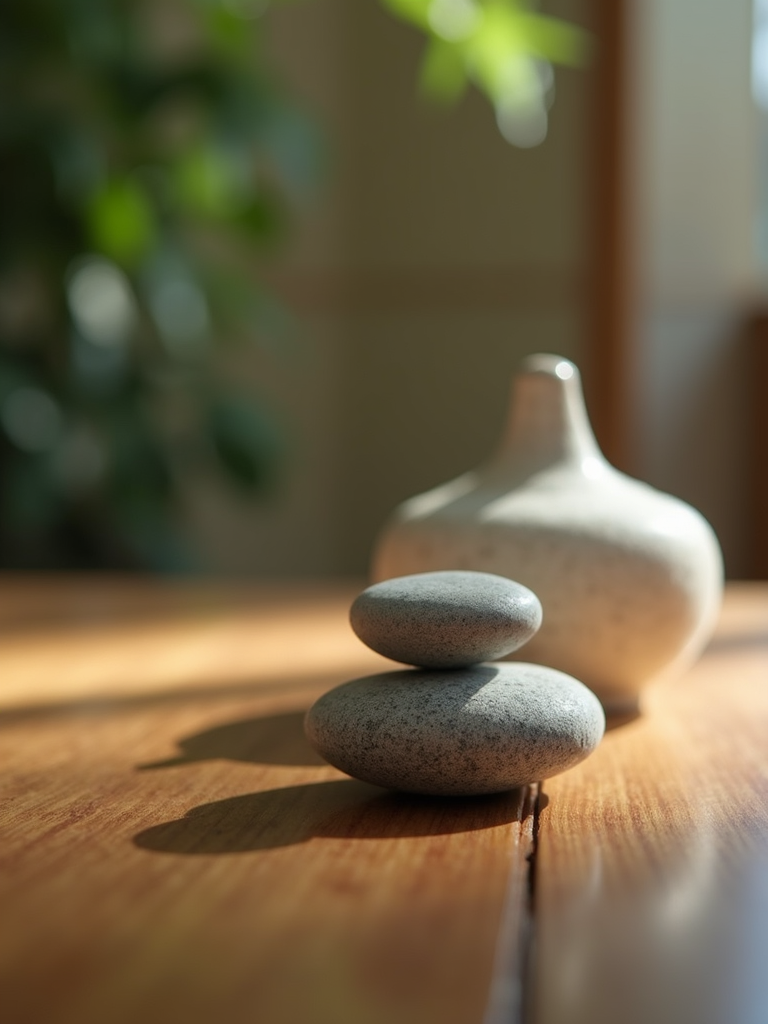 Soft light falling on a serene wooden surface, evoking a sense of calm and peace.