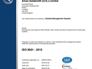 Ames Goldsmith are ISO 9001 : 2015