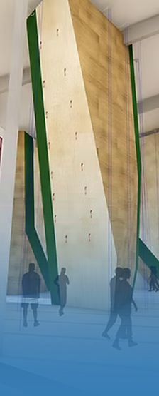 3D digital rendering of climbing gyms by IMPACT, accurately depicting scale, proportions, and user movement.