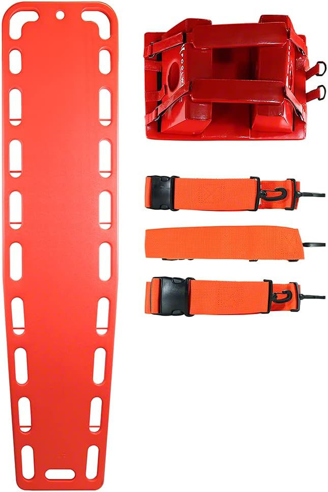 Spineboard with Straps and Head Immobilizer - Orange Combo