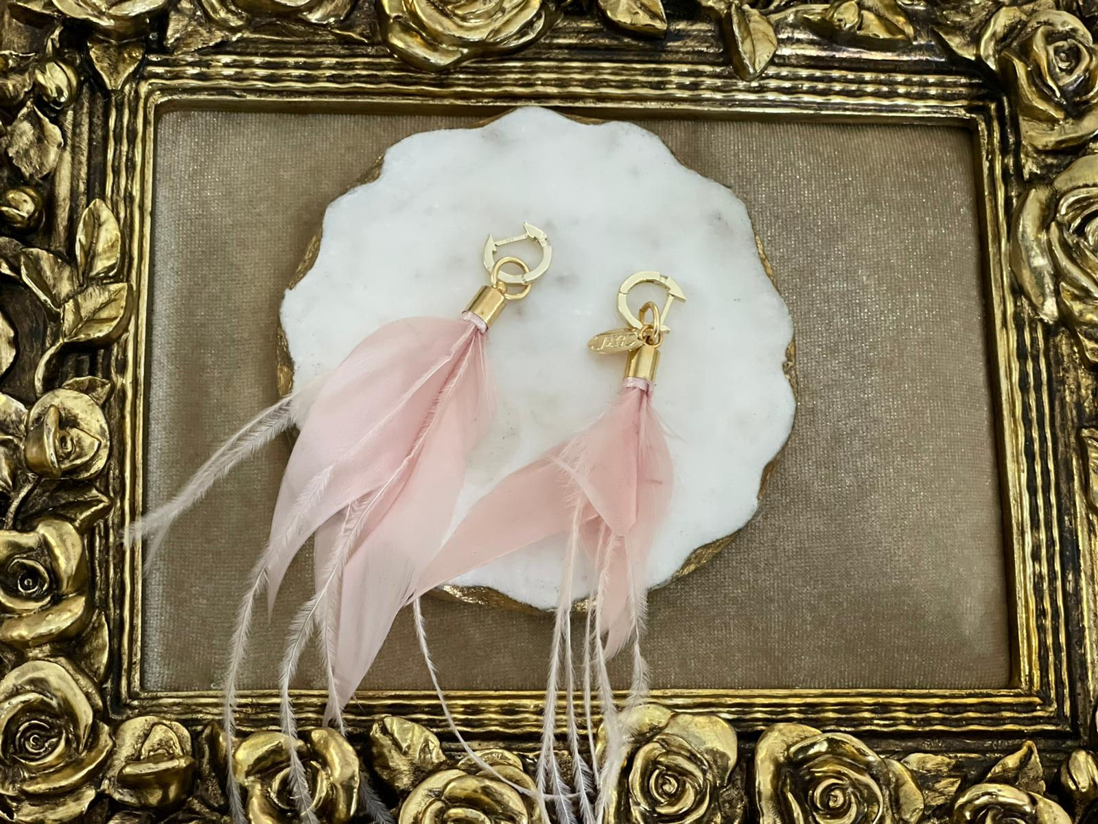 Boucles D’oreilles Plumes Roses