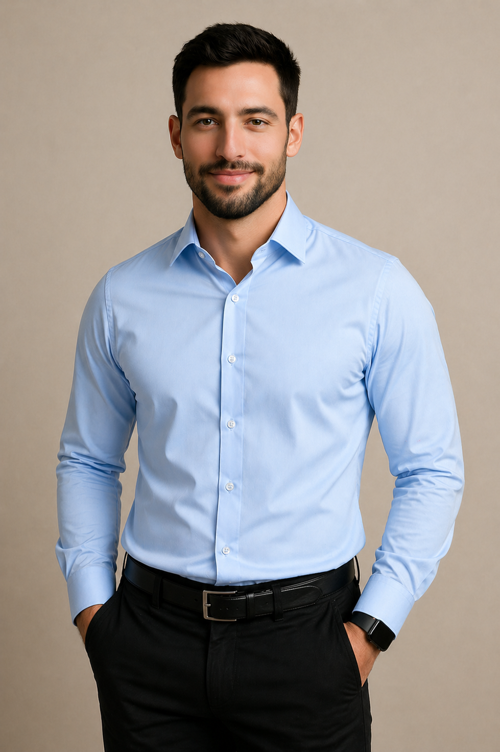 Camisa Social Masculina, Azul Claro