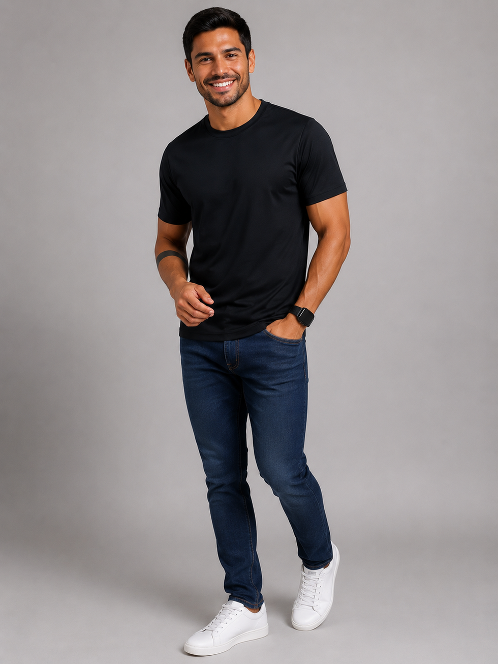 Camiseta com Elastano, Preta
