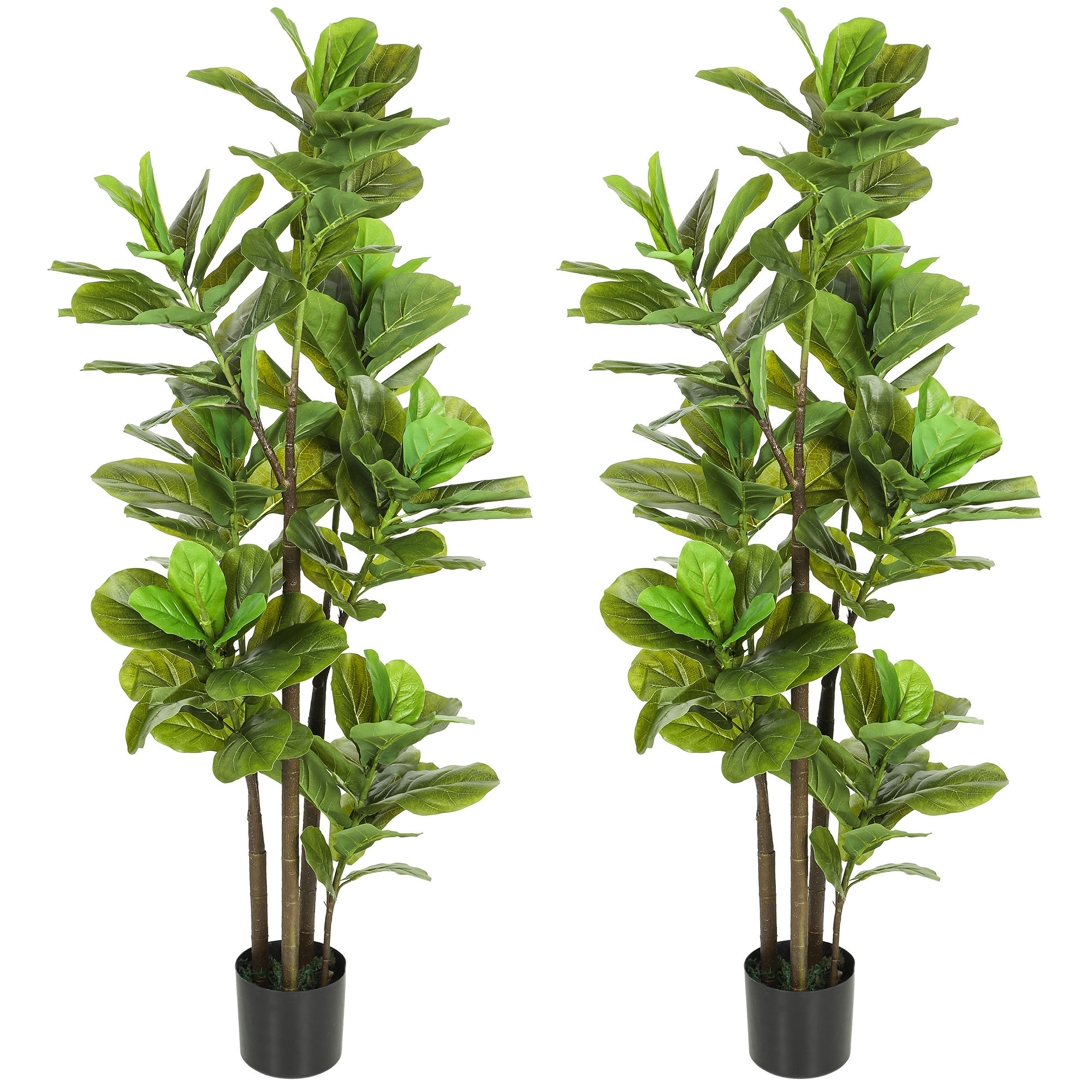 Lote de 2 plantas artificiales de interior de 150 cm, falsa planta de higuera li
