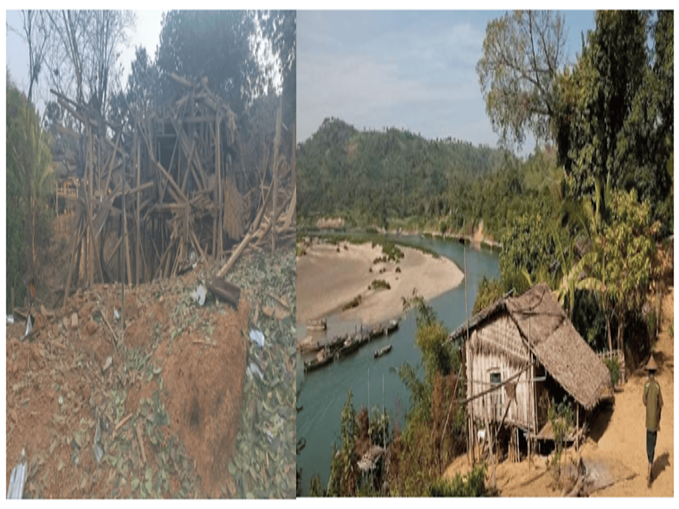 Destroyed Houses and One Landmark Location of Paletwa (photcrd)